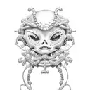 voodoo doll with chain tattoo design idea