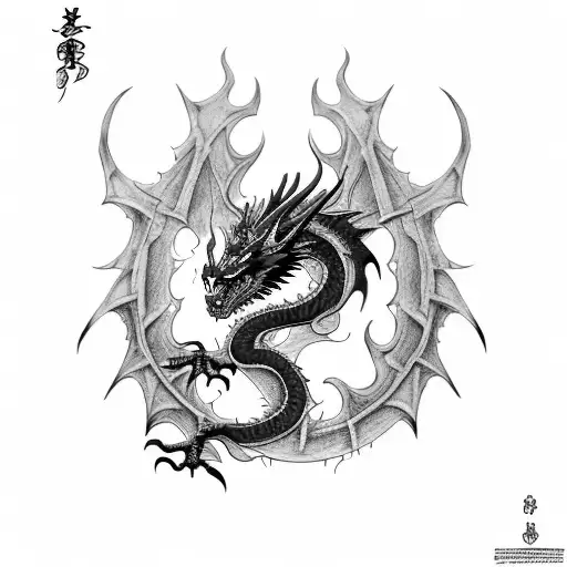 red and black dragon tattoo design idea
