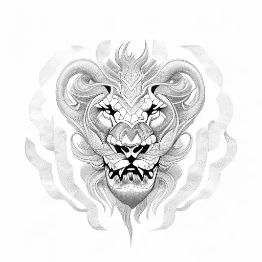 prometheus fire lion tattoo design idea