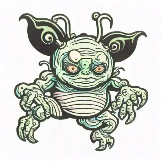 chubby alien with locs  tattoo design idea