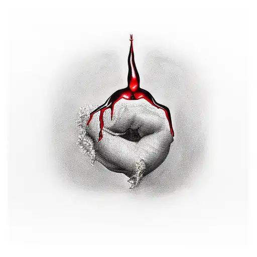 creation of adam with red details tattoo design idea