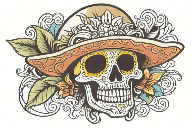 Mexican skull tattoo design idea