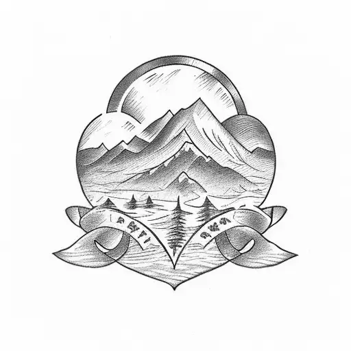 A heart-shaped tattoo with each family member's initials inside, surrounded by the Green Mountains.  Flaherty tattoo design idea