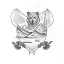 heart-shaped tattoo, each Flaherty family member's initials inside, surrounded by the Vermont Green Mountains.  tattoo design idea