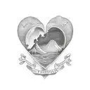 heart-shaped tattoo, each Flaherty family member's initials inside, surrounded by the Vermont Green Mountains.  tattoo design idea