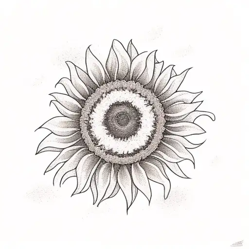 A sunflower blooming at the edge of a tranquil beach tattoo design idea