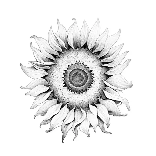 A sunflower blooming at the edge of a tranquil beach tattoo design idea