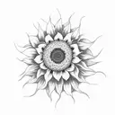 A sunflower blooming at the edge of a tranquil beach tattoo design idea