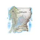 island of Cuba map with cienfuegos's province highlighted and a cuban flag for background  tattoo design idea