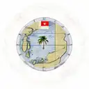 island of Cuba map with cienfuegos's province highlighted and a cuban flag for background  tattoo design idea