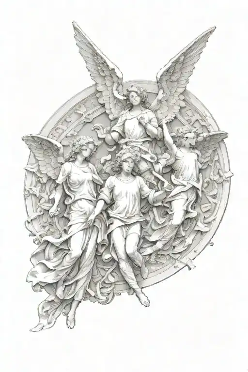angels on the arc of covanent  tattoo design idea