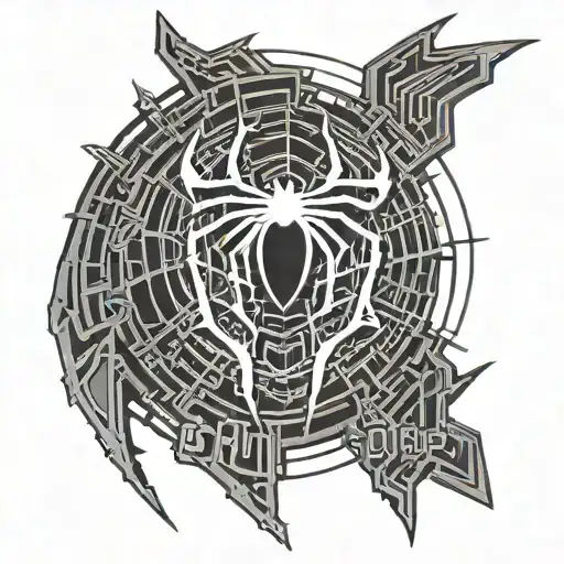 Spiderman logo cyberpunk version tattoo design idea