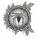 Spiderman logo cyberpunk version tattoo design idea