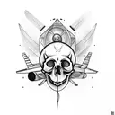 Aviation tools forming a skull shape tattoo design idea