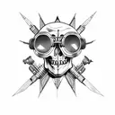 Skull wearing aviation goggles tattoo design idea