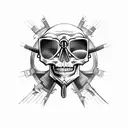 Skull wearing aviation goggles tattoo design idea