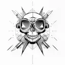 Skull wearing aviation goggles tattoo design idea