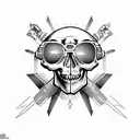 Skull wearing aviation goggles tattoo design idea