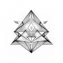 inverted Triangle with black background and a white human shape inside of it tattoo design idea