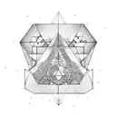 inverted Triangle with black background and a white human shape inside of it tattoo design idea