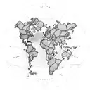 world map with longitude and latitude lines tattoo design idea
