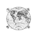 world map with longitude and latitude lines tattoo design idea