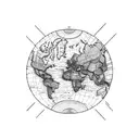 world map with longitude and latitude lines tattoo design idea