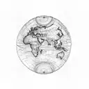 world map with longitude and latitude lines not on a globe tattoo design idea
