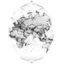 world map with longitude and latitude lines not on a globe tattoo design idea