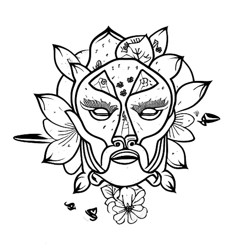 Adhd head tattoo but coming out of the head are cherry blossoms tattoo design idea