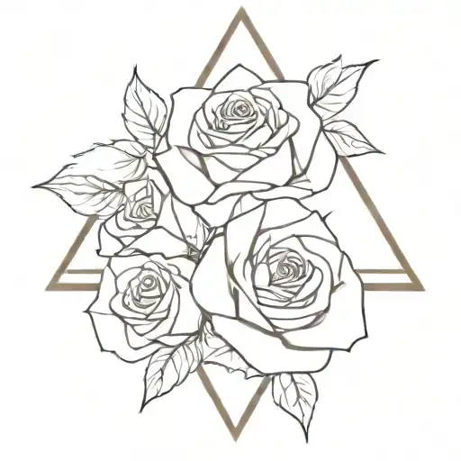two triangles turned upside down and roses added tattoo design idea