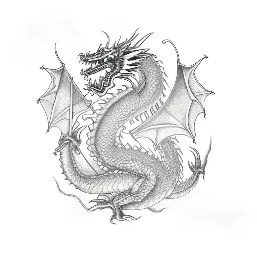 dragon wrapped around temple tattoo design idea