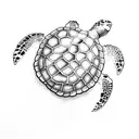 sea turtle in palm tree leaf  tattoo design idea