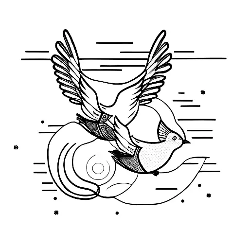 two birds flying tattoo design idea