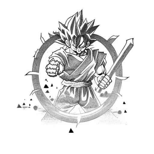 goku fighting tattoo design idea