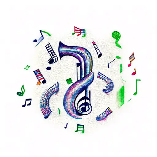 A musical staff with notes forming the shape of Nigeria tattoo design idea
