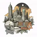 philly city skyline tattoo design idea