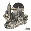 philly city skyline tattoo design idea