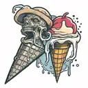 ice cream cone melting tattoo design idea