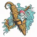 ice cream cone melting tattoo design idea