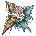 ice cream cone melting tattoo design idea