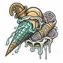 ice cream cone melting tattoo design idea