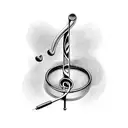 Musical notes intertwined with stethoscope tattoo design idea