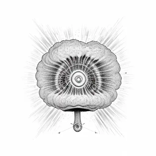 mushroom cloud from nuclear explosion with DNA helix incorporated into the base of it  tattoo design idea