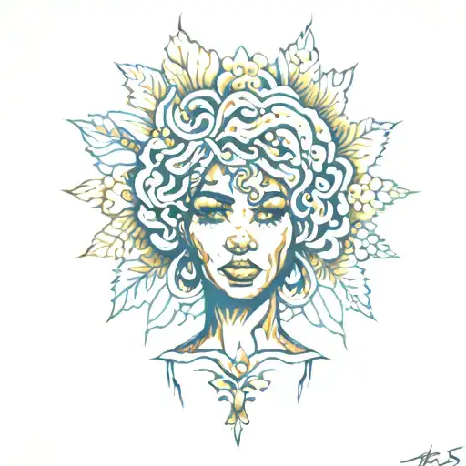 Afrocentric virgo woman  tattoo design idea