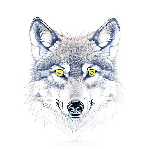 forest with Wolf, deer and owl tattoo design idea