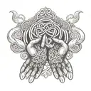 Celtic blessing hands with clouds tattoo design idea