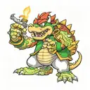 bowser lighting a blunt with his breath  tattoo design idea