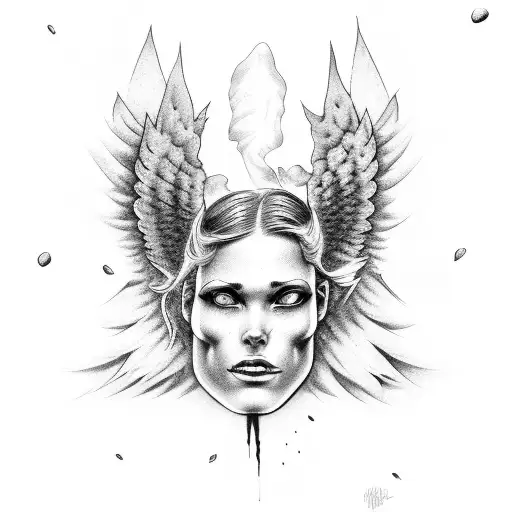 fallen angel falling from sky tattoo design idea