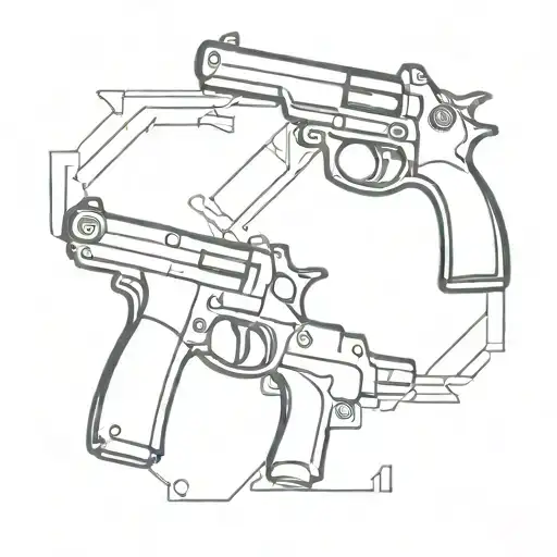 two crossed pistols tattoo design idea